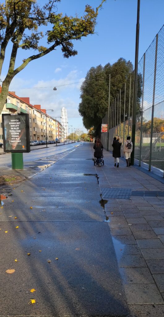 In Schweden sind die Fahrradwege genau so breit, wie die Gehwege;-)
